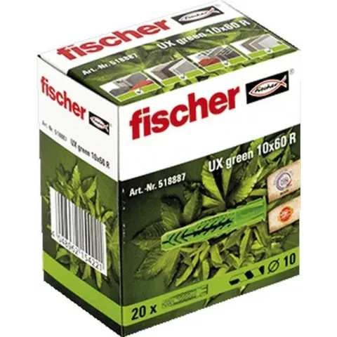 FIS univ plug UX green, kunstst, le 60mm, boorgatdiameter 10mm