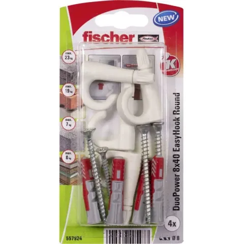 Fischer DuoPower 8x40 EasyHook Round K (4) Plugassortiment 557924 1 set(s)