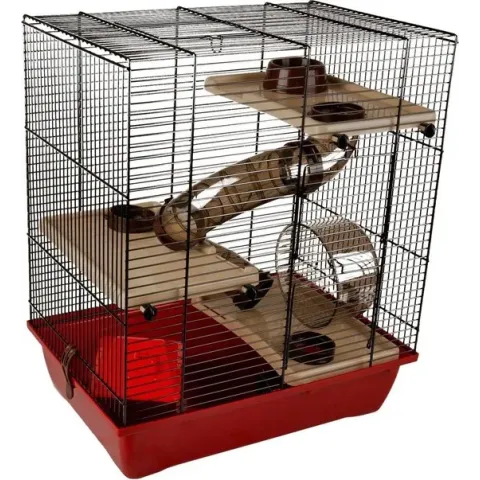Flamingo hamsterkooi Enzo 3 - 41,5 x 28,5 x 48,5 cm rood