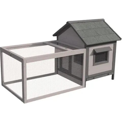 Flamingo konijnenhok Grace Cottage - 146 x 75 x 83 cm - Grijs
