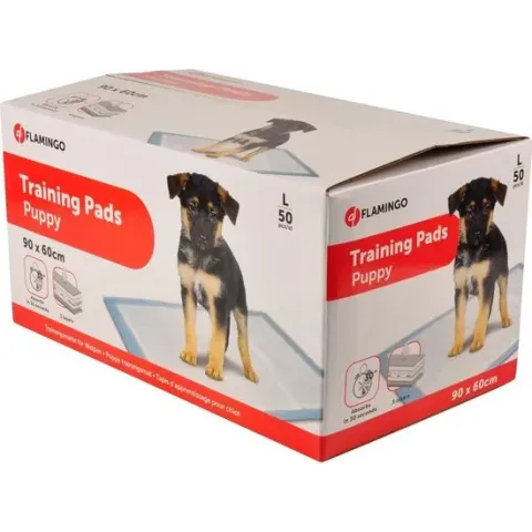 Flamingo Puppy Trainingsmat Basic - Wit/Lichtblauw - 90 x 60 cm - 50 stuks
