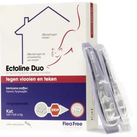 Flea Free Ectoline Duo Kat - Tegen Vlooien En Teken - 2 Pipetten