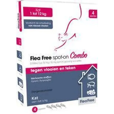 Flea Free Spot-On Combo Kat - 4 pipetten (voorheen Flea Free Ectoline Duo Spot-On Kat)
