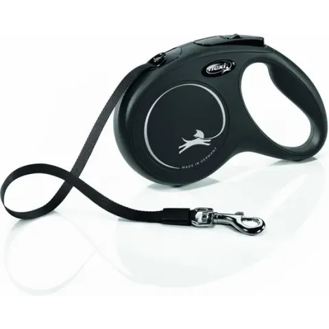 Flexi Classic Tape - Hondenriem - Zwart - M - 5 m (<50 kg)