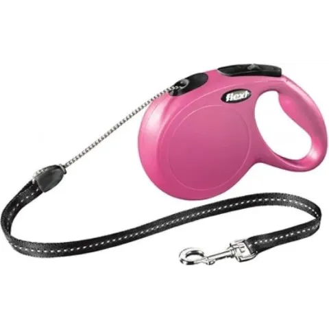 Flexi New Classic Koord - Hondenriem - Roze - M - 8 m