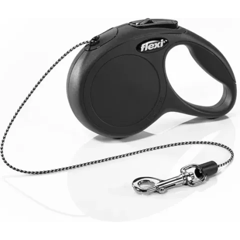 Flexi New Classic Koord - Hondenriem - Zwart - XS - 3 m - (<8 kg)
