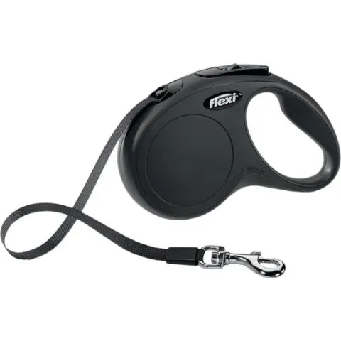 Flexi New Classic Tape - Hondenriem - Zwart - 5 m - (<15 kg)