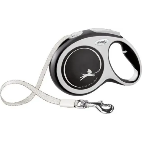 Flexi Rollijn New Comfort Tape L 8 m - Hondenriem - Zwart&Lichtgrijs