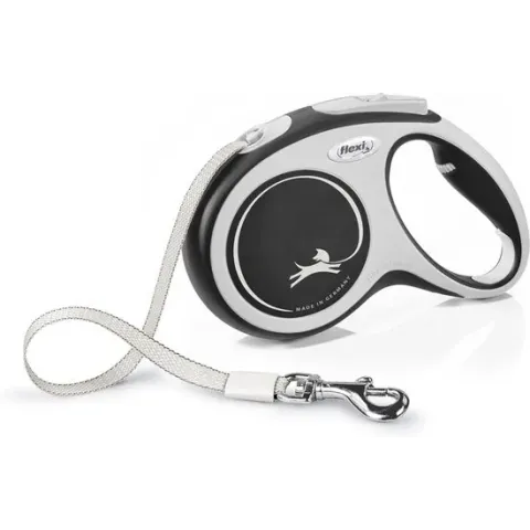 Flexi Rollijn New Comfort Tape M 5 m - Hondenriem - Zwart&Lichtgrijs