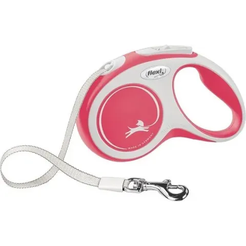 Flexi Rollijn New Comfort Tape S 5 m - Hondenriem - Rood&Lichtgrijs
