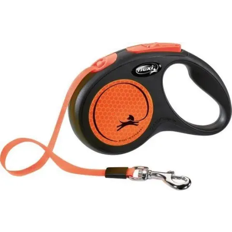 Flexi Rollijn New Neon Tape Zwart / Neon Oranje