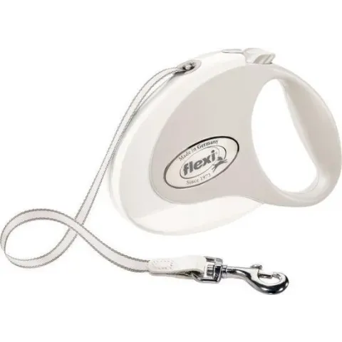 Flexi voor hond rollijn voor  style tape wit  m 5 mtr tot 25 kg