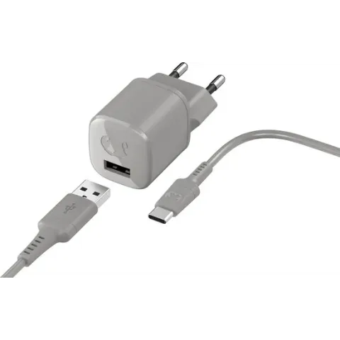 Fresh 'n Rebel - 12W USB-A Mini Fast Charger + 1.5M USB-C Cable - Ice Grey