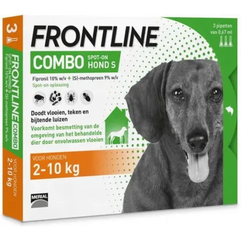 Frontline Combo - S: van 2 tot 10 kg - Anti vlooienmiddel en tekenmiddel - Hond - 3 pipetten