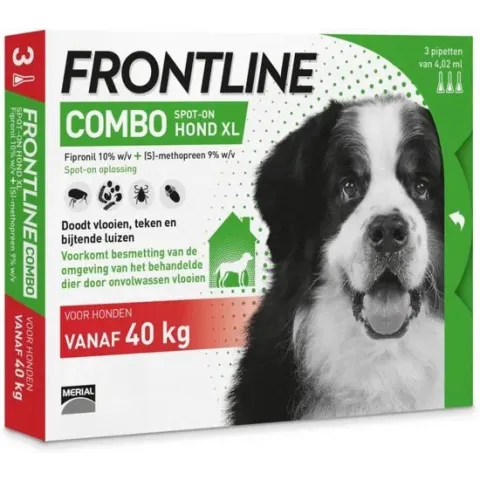 Frontline Combo - XL: van 40 tot 60 kg - Anti vlooienmiddel en tekenmiddel - Hond - 3 pipetten