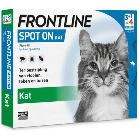 Frontline Spot On - Kat -Tegen vlooien en teken - 4 pipetten
