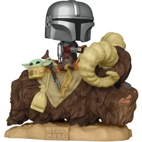 Funko Mando on Bantha met Child in Bag - Funko Pop! Deluxe - The Mandalorian Figuur