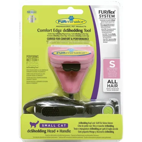 Furminator Furflex Cat Deshedding Tool Inclusief Handvat 13.5x5.4x18 cm Lichtroze Alle Haartype Small