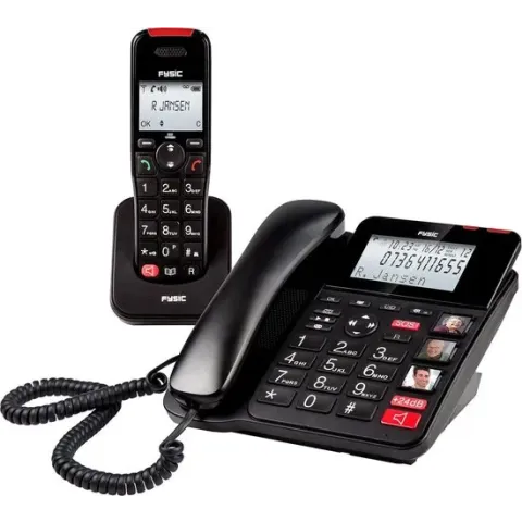 Fysic FX-8025 Bureautelefoon + Dect handpost - met SOS knop, Groot verlicht display en (foto)toetsen