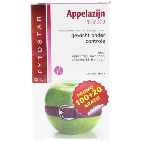 Fytostar Appelazijn 1200 – Vegan dieetsupplement – Gewicht onder controle – 120 tabletten