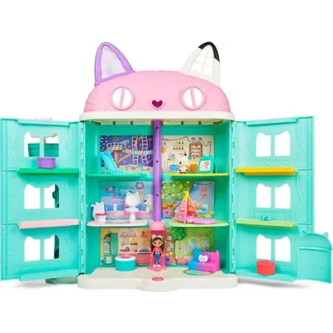 Gabby's Poppenhuis - Gabby's Magische Poppenhuis met 2 actiefiguren 8 meubelstukken 3 accessoires 2 poppenhuis pakketjes en geluiden