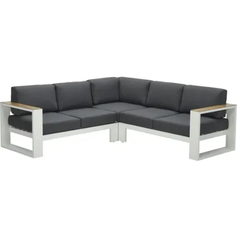 Garden Impressions Plaza lounge hoekset 3-delig wit - teak look