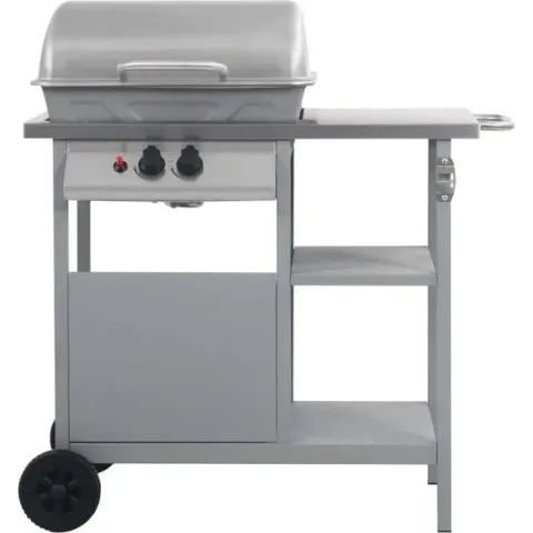 Gasbarbecue met 3-laags zijtafel zwart en zilverkleurig