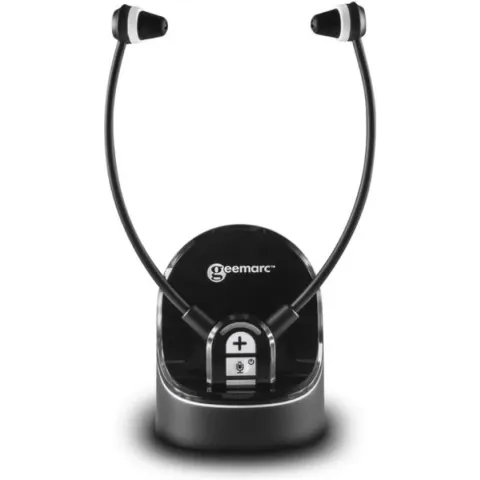 GEEMARC CL7370 Opti Draadloze TV-HEADSET TV-LUISTERSET met 125 dB VERSTERKING en optische digitale verbinding (Toslink) – Duo set