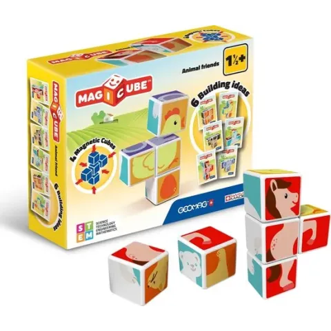 Geomag MagiCube Dierenvrienden - 4 delig - magnetische blokken