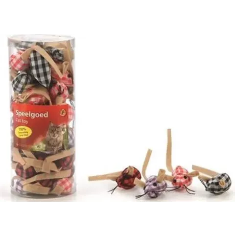 Geruite muis met catnip (mix) 3 stuks