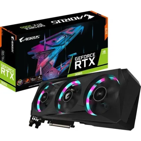 Gigabyte AORUS GeForce RTX 3060 ELITE 12G 2.0 - Videokaart - 12 GB GDDR6 - PCIe 4.0 x16 - 2x HDMI 2.1, 2x DisplayPort 1.4a