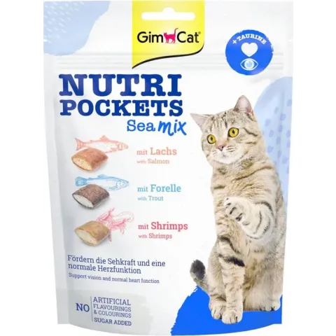GimCat Nutri Pockets - Kattensnack met gezonde toevoegingen - Sea Mix 150g