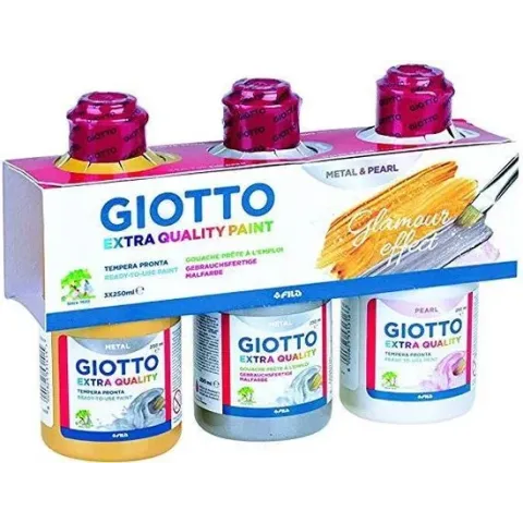 Giotto Assortment 3 Bottles 250ml (métal gold, metal silver, pearl white)