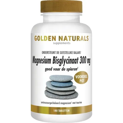 Golden Naturals Magnesium Bisglycinaat 300 mg (180 veganistische tabletten)