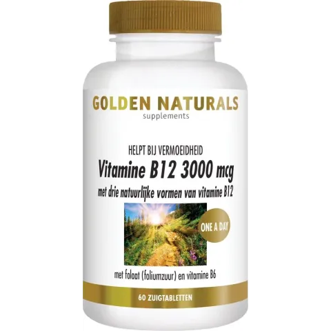 Golden Naturals Vitamine B12 3000mcg (60 veganistische zuigtabletten)