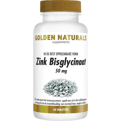 Golden Naturals Zink Bisglycinaat (60 veganistische tabletten)