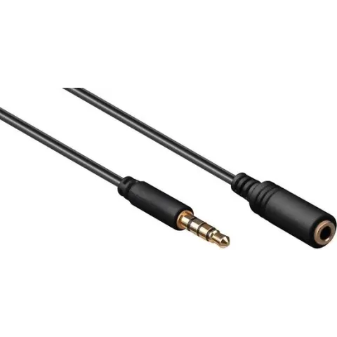 Goobay 3,5mm Jack 4-polig audio slim verlengkabel AWG28 / zwart - 1 meter