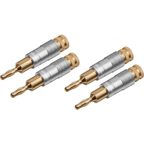 Goobay 53983 kabeladapter/verloopstukje Banana Eindstation Goud, Metallic