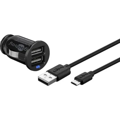 Goobay 71692 71692 Usb-Oplader Auto Uitgangsstroom (Max.) 2100 Ma 2 X Usb 2.0 Bus A Micro-Usb 2.0 A Stekker