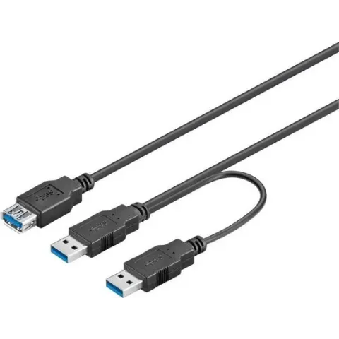 Goobay USB 3.0, 0.3 m USB-kabel 0,3 m 3.2 Gen 1 (3.1 Gen 1) USB A 2 x USB A Zwart