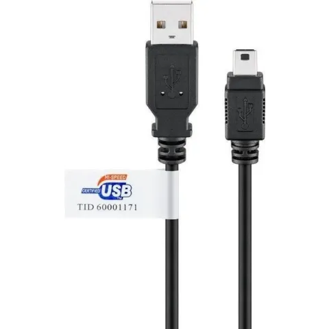 Goobay USB MINI-B 5-pin 180 Cert 1.8m USB-kabel 1,8 m Mini-USB B USB A Zwart