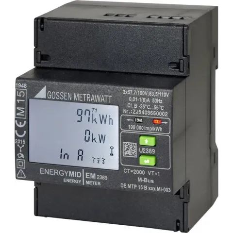 Gossen Metrawatt U2389-V011 kWh-meter 3-fasen met S0-interface Digitaal Conform MID: Ja 1 stuk(s)