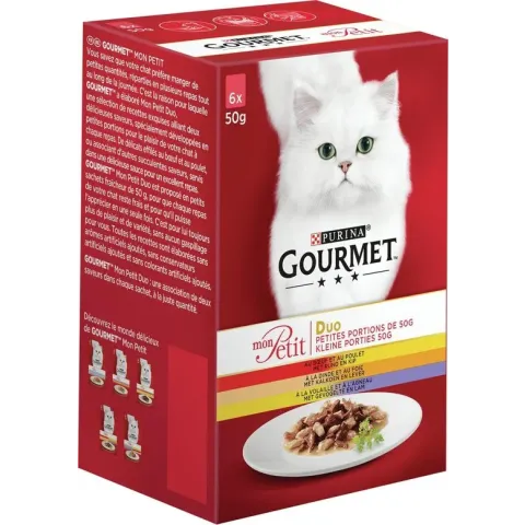 Gourmet Mon Petit Duo Vlees - Rund, Kip en Gevogelte - Kattenvoer - 6 x 50 g