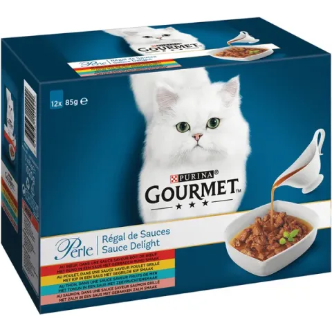 Gourmet Perle Maaltijdzakjes Sauce Delight Multipack - Kattenvoer - Kip 12x85 g