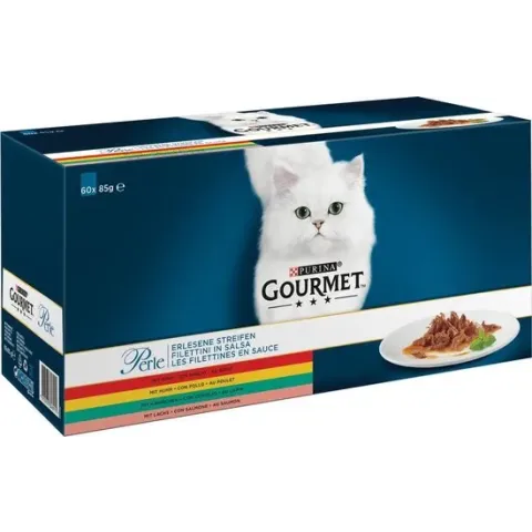 Gourmet Perle Mini Filets - Kip/Konijn/Rund/Zalm - Kattenvoer - 60 x 85 g