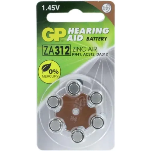 GP Hoorapparaat batterij ZA312 - 6 stuks