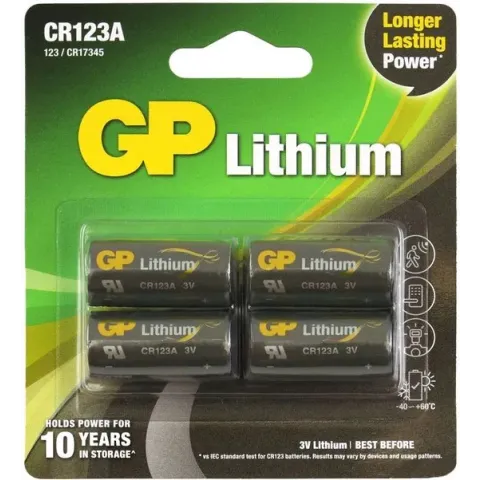 GP Lithium CR123A batterij - 4 stuks