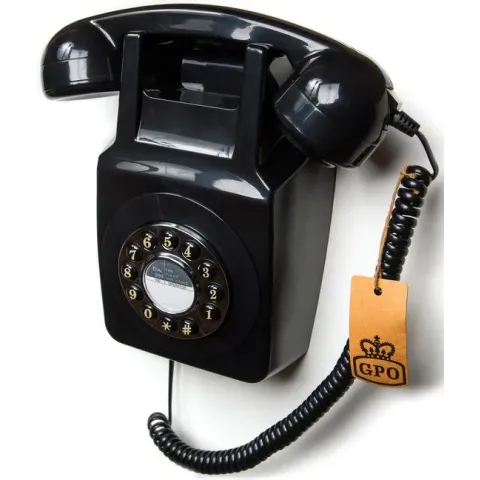 GPO 746 Retro Muurtelefoon Druktoets - Zwart