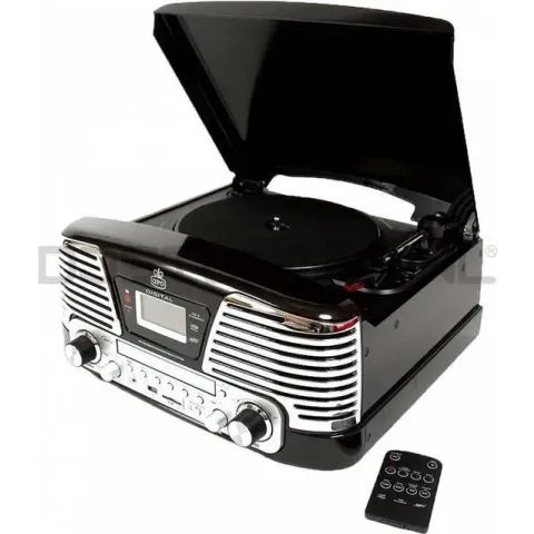 GPO Memphis Retro Muziekcenter Radio-CD-Platenspeler - Zwart