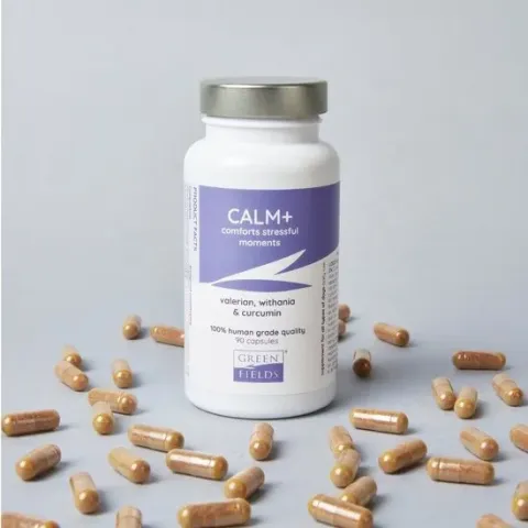 Greenfields Calm+ voedingssupplement voor honden met stress en angst  problemen – Met Valeriaan, Withania en CurQfen -  Inhoud 90 capsules - Calm+ 90 capsules